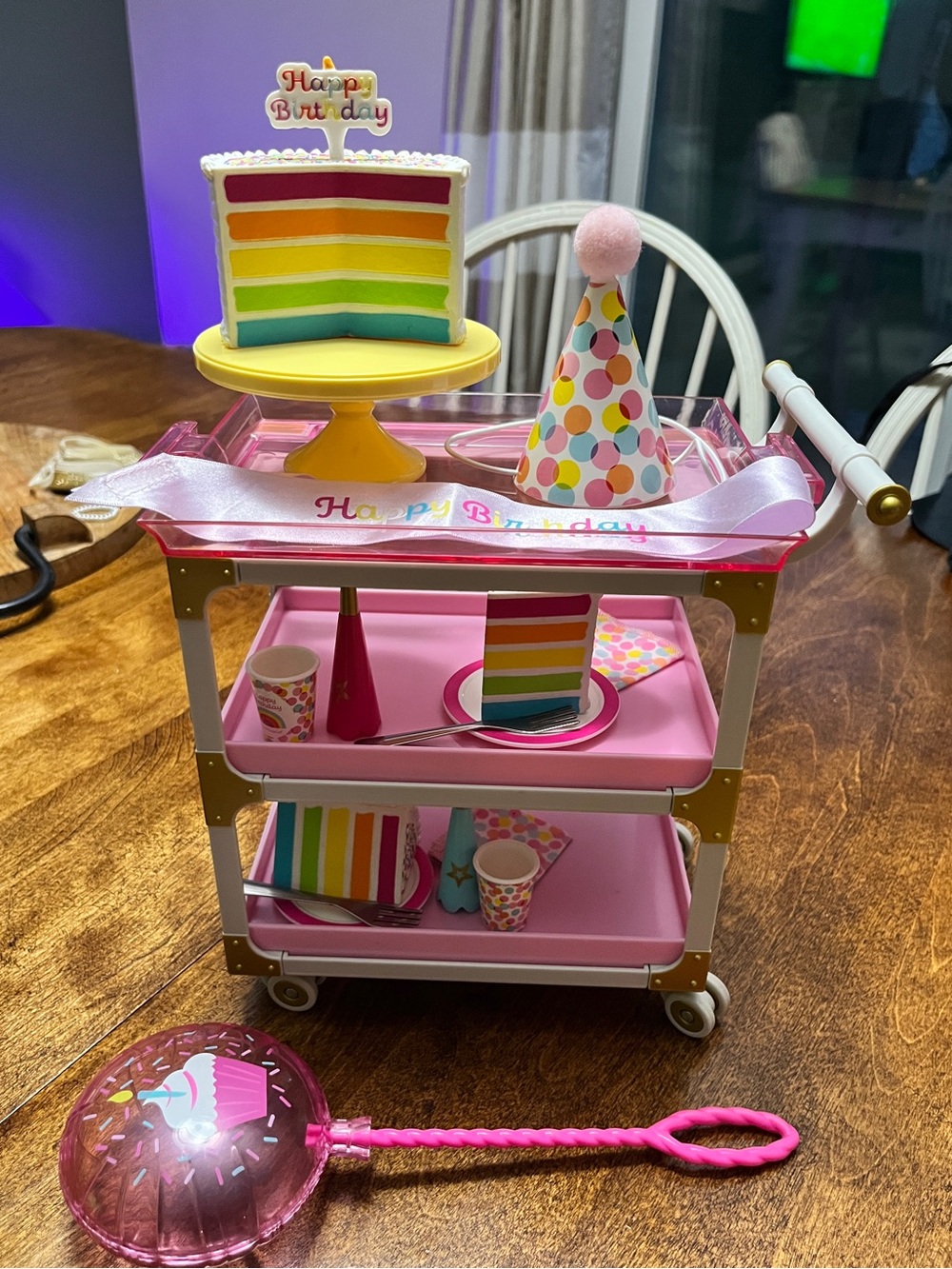 American Girl Doll Take the Cake Birthday Cart Playset -Partial Set + Bonus sash